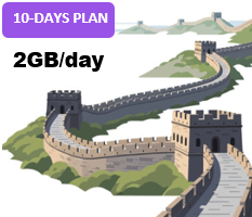 Greater China 10 Days Unlimited Data(2GB/day high speed)